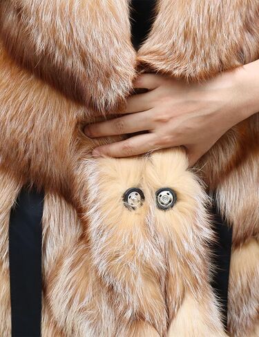 Women's Genuine Fox Fur Coat Fluffy Outerwear Batwing Sleeve Oversized Jacket in Saudi Arabia