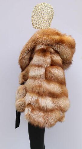 Women's Genuine Fox Fur Coat Fluffy Outerwear Batwing Sleeve Oversized Jacket in Saudi Arabia