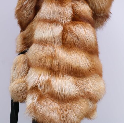 Women's Genuine Fox Fur Coat Fluffy Outerwear Batwing Sleeve Oversized Jacket in Saudi Arabia