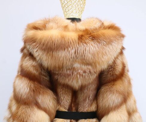 Women's Genuine Fox Fur Coat Fluffy Outerwear Batwing Sleeve Oversized Jacket in Saudi Arabia