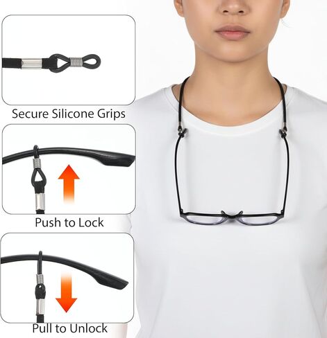 3PCS Extra Long Glasses Strap String with Secure Grip, Adjustable Eyewear String Lanyard Retainer, Sunglass Lanyard Cord Neck Retainer, Sports Eyeglass Strap for Women Men in Saudi Arabia