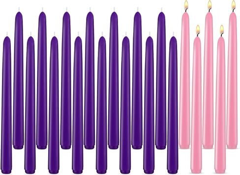 مجموعة 20 قطعة من شموع Advent، 15 شموع أرجوانية و5 شموع مستدقة باللون الوردي، 10 شموع بدون دخان وبدون قطرات من أجل عيد الميلاد المجيد والاحتفال الموسمي in Kuwait