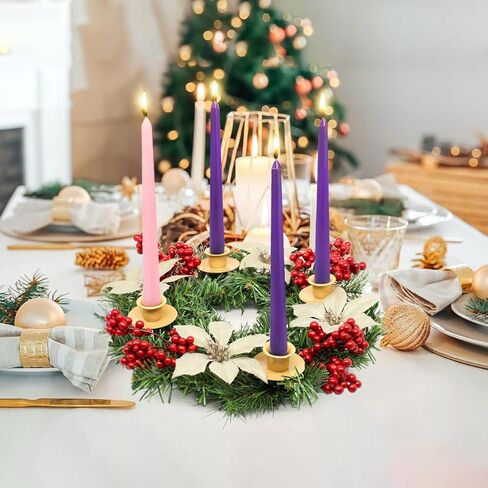 مجموعة 20 قطعة من شموع Advent، 15 شموع أرجوانية و5 شموع مستدقة باللون الوردي، 10 شموع بدون دخان وبدون قطرات من أجل عيد الميلاد المجيد والاحتفال الموسمي in Kuwait