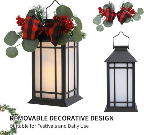 Bdor 13-Inch IP65 Waterproof Battery-Powered Christmas Lantern with Led Flameless Candle and 6-Hour Timer - Decorative Lantern for Patio & Garden(2 Pack) in Saudi Arabia