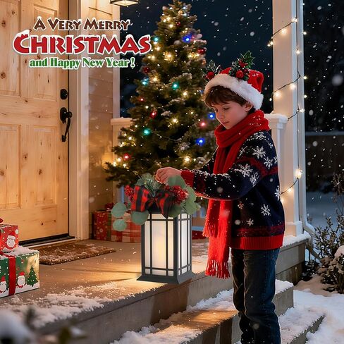 Bdor 13-Inch IP65 Waterproof Battery-Powered Christmas Lantern with Led Flameless Candle and 6-Hour Timer - Decorative Lantern for Patio & Garden(2 Pack) in Saudi Arabia