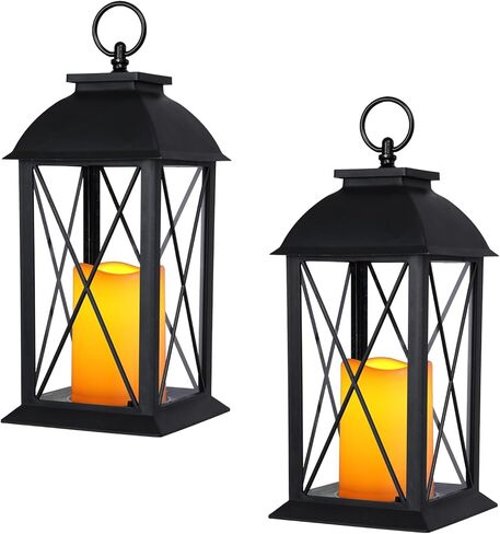 Bdor 13-Inch IP65 Waterproof Battery-Powered Christmas Lantern with Led Flameless Candle and 6-Hour Timer - Decorative Lantern for Patio & Garden(2 Pack) in Saudi Arabia
