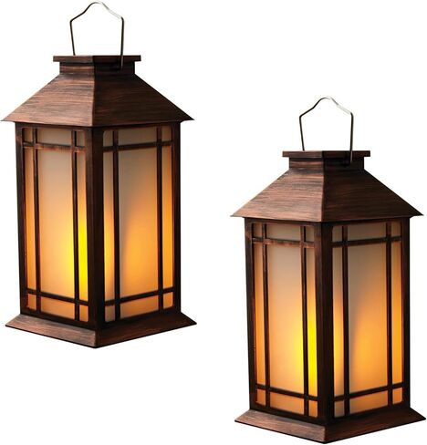 Bdor 13-Inch IP65 Waterproof Battery-Powered Christmas Lantern with Led Flameless Candle and 6-Hour Timer - Decorative Lantern for Patio & Garden(2 Pack) in Saudi Arabia