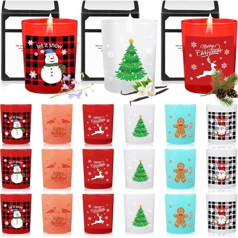 Nuanchu 18 Pack Christmas Glass Candles Set Bulk with 18 Fragrances Christmas Scented Candle Gifts Winter Holiday Natural Soy Wax Jar Aromatherapy Candles for Women Xmas Presents Yoga Decoration in Saudi Arabia