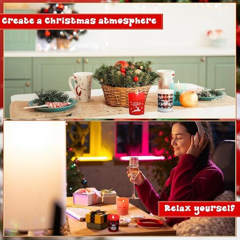 Nuanchu 18 Pack Christmas Glass Candles Set Bulk with 18 Fragrances Christmas Scented Candle Gifts Winter Holiday Natural Soy Wax Jar Aromatherapy Candles for Women Xmas Presents Yoga Decoration in Saudi Arabia