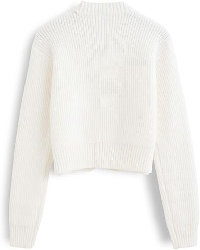 CHICWISH Women Crop Cardigan Sweaters Bowknot Brooch Button Knit Cardigans Open Front Long Sleeves Sweater Tops in Saudi Arabia