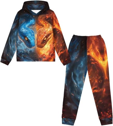 Boys Long Sleeve 2 Piece Outfits Size 5-12 Kids Fall Hoodie and Sweatpant Sets Fashion Hooded Sport Sweatsuit in Saudi Arabia