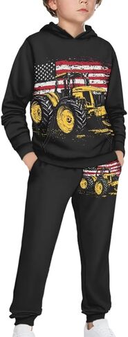 Boys Long Sleeve 2 Piece Outfits Size 5-12 Kids Fall Hoodie and Sweatpant Sets Fashion Hooded Sport Sweatsuit in Saudi Arabia