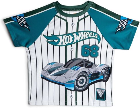 Hot Wheels Athletic Mesh Baseball Jersey T-Shirt and Shorts Outfit Set Toddler to Big Kid Sizes (2T - 10-12) in Saudi Arabia