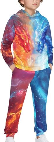 Boys Long Sleeve 2 Piece Outfits Size 5-12 Kids Fall Hoodie and Sweatpant Sets Fashion Hooded Sport Sweatsuit in Saudi Arabia