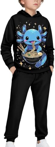 Boys Long Sleeve 2 Piece Outfits Size 5-12 Kids Fall Hoodie and Sweatpant Sets Fashion Hooded Sport Sweatsuit in Saudi Arabia
