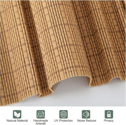 Cordless Bamboo Roman Shades with Beige Blackout Liner, Woven Wood Roman Blinds, Blackout Natural Blinds for Windows, Doors, Thrush, 34" W x 48" H in Saudi Arabia