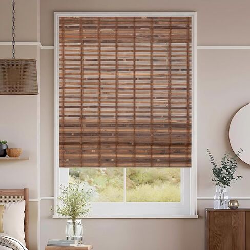 ALIMOO Bamboo Roman Shades Cordless, Light Filtering Roll Up Window Blinds, Natural Cordless Bamboo Blinds Shades for Interior Home Office, 72" W x 72" L in Kuwait