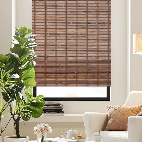 ALIMOO Bamboo Roman Shades Cordless, Light Filtering Roll Up Window Blinds, Natural Cordless Bamboo Blinds Shades for Interior Home Office, 72" W x 72" L in Kuwait