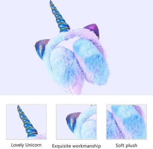 BESPORTBLE Unicorn Earmuffs Soft Warm Winter Ear Covers with Cute Cat Ears Gradient Colors Random for Boys and Cold Weather Random Color in Saudi Arabia