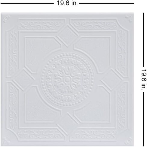 À LA MAISON CEILINGS R30 Kensington Gardens Foam Glue-up Ceiling Tile (128 sq. ft./Case), Pack of 48, Ultra Pure White - Satin (Behr) in Kuwait