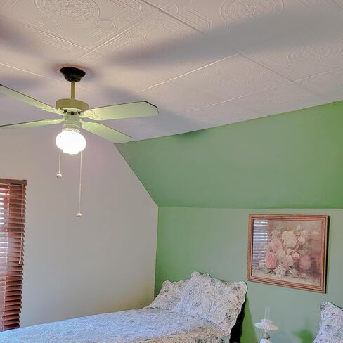 À LA MAISON CEILINGS R30 Kensington Gardens Foam Glue-up Ceiling Tile (128 sq. ft./Case), Pack of 48, Ultra Pure White - Satin (Behr) in Kuwait