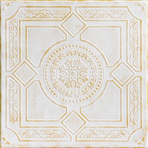 À LA MAISON CEILINGS R30 Kensington Gardens Foam Glue-up Ceiling Tile (128 sq. ft./Case), Pack of 48, Ultra Pure White - Satin (Behr) in Kuwait