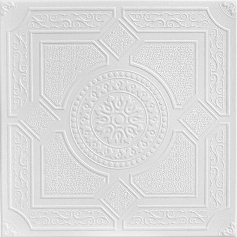 À LA MAISON CEILINGS R30 Kensington Gardens Foam Glue-up Ceiling Tile (128 sq. ft./Case), Pack of 48, Ultra Pure White - Satin (Behr) in Kuwait