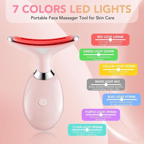 Red-Light-Therapy-for-Face, Facial Massager Wand Tool with 7 Color - Birthday, Christmas, Mothers Day, Valentines Day, Self Care Gifts for Her Women Mom Best Friend Wife Teacher (Pink) in Saudi Arabia