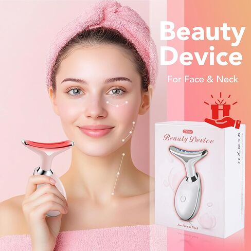 Red-Light-Therapy-for-Face, Facial Massager Wand Tool with 7 Color - Birthday, Christmas, Mothers Day, Valentines Day, Self Care Gifts for Her Women Mom Best Friend Wife Teacher (Pink) in Saudi Arabia