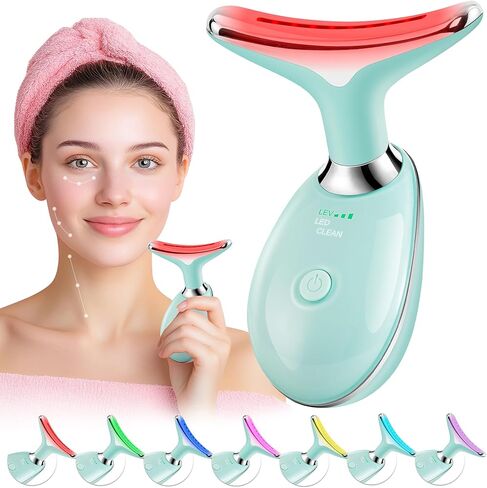 Red-Light-Therapy-for-Face, Facial Massager Wand Tool with 7 Color - Birthday, Christmas, Mothers Day, Valentines Day, Self Care Gifts for Her Women Mom Best Friend Wife Teacher (Pink) in Saudi Arabia