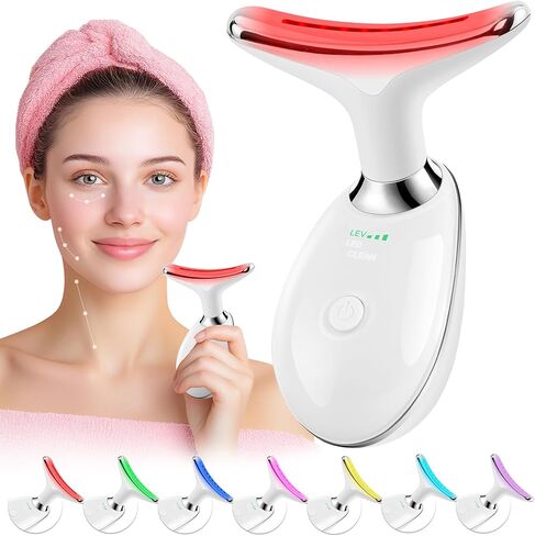 Red-Light-Therapy-for-Face, Facial Massager Wand Tool with 7 Color - Birthday, Christmas, Mothers Day, Valentines Day, Self Care Gifts for Her Women Mom Best Friend Wife Teacher (Pink) in Saudi Arabia