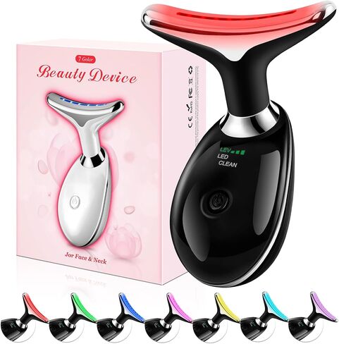 Red-Light-Therapy-for-Face, Facial Massager Wand Tool with 7 Color - Birthday, Christmas, Mothers Day, Valentines Day, Self Care Gifts for Her Women Mom Best Friend Wife Teacher (Pink) in Saudi Arabia