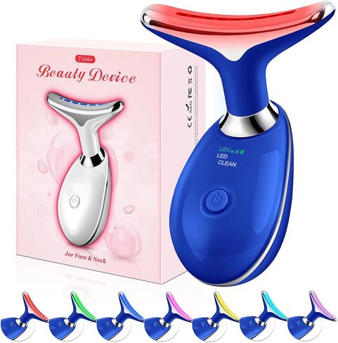 Red-Light-Therapy-for-Face, Facial Massager Wand Tool with 7 Color - Birthday, Christmas, Mothers Day, Valentines Day, Self Care Gifts for Her Women Mom Best Friend Wife Teacher (Pink) in Saudi Arabia