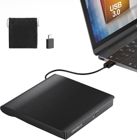 External CD DVD Drive for Laptop, USB 3.0 Type-C Ultra Slim 13mm DVD Player Portable CD DVD +/-RW Drive CD Burner Reader Writer Recorder for Desktop PC Windows 11/10/8/7 Linux Mac OS (Red) in Kuwait