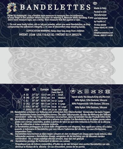 Bandelettes Original Patented Elastic Anti-Chafing Thigh Bands - Dolce White Size D in Kuwait