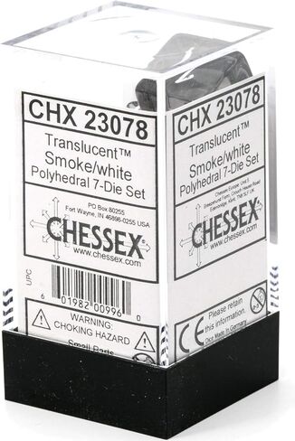 Chessex Translucent: 7pc Smoke/White,Grey in Saudi Arabia
