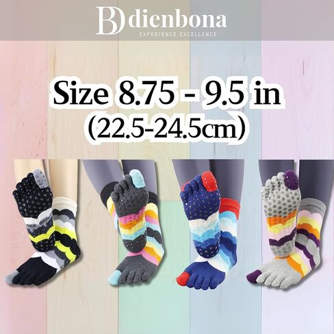 Toe Socks Women - Non-Slip Grip Socks for Yoga, Pilates & Barre, Five Finger Cotton Athletic Socks with Storage Bag in Saudi Arabia