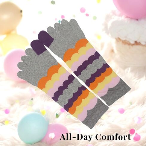 Toe Socks Women - Non-Slip Grip Socks for Yoga, Pilates & Barre, Five Finger Cotton Athletic Socks with Storage Bag in Saudi Arabia