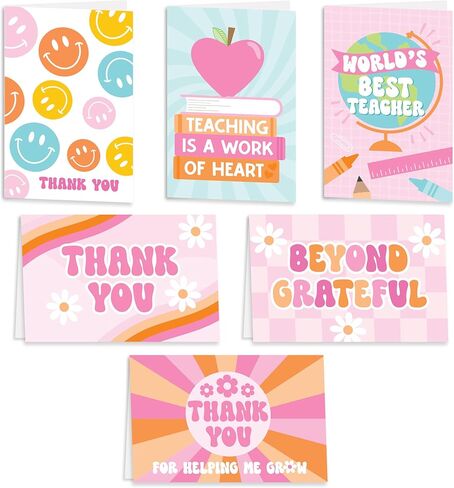 24 Colorful Teacher Thank You Cards From Student - Teacher Gift Card Teacher Appreciation Cards Bulk, Thank You Teacher Cards From Student, Bulk Thank You Cards For Teachers Appreciation Cards in Saudi Arabia