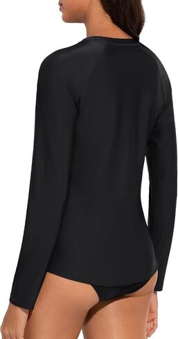 Tournesol Women's Long Sleeve Rash Guard Round Neck Swim Shirts Sun Protection Rashguard Swimsuit Tops Braless Swimwear Top in Saudi Arabia