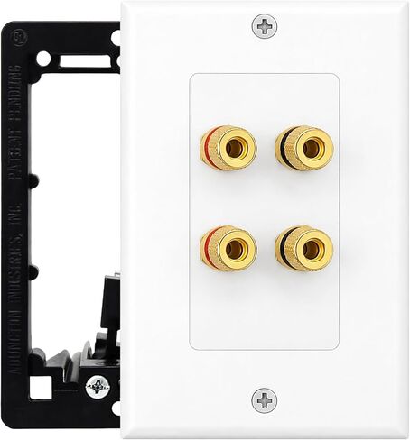 4 Speaker Wall Plate, Home Theater Wall Plate, Gold Plated Binding Posts, Speaker Wall Plates, for Home Theater Wall Speaker Plate Setup in Saudi Arabia