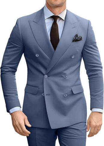 Double Breasted Suit Men Slim Fit 2 Pieces Suit Blazer Pants Formal 2 Button Tuxedo Jacket for Wedding Business Prom in Saudi Arabia