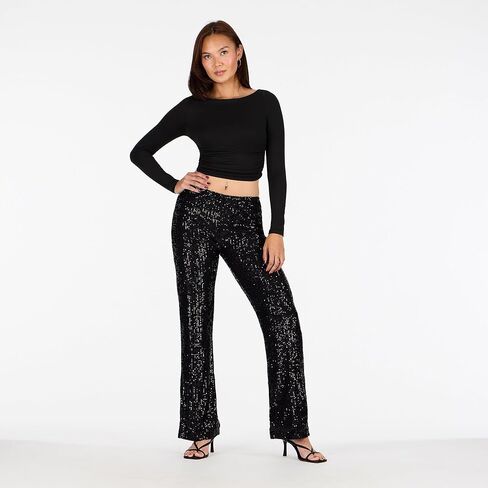 Forever 21 Womens Flare Pant with Sequins in Saudi Arabia