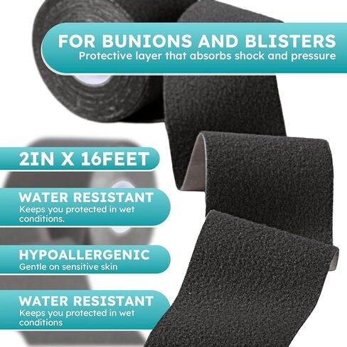 Moleskin for Blisters Adhesive Moleskin for Feet 2in x 16ft Moleskin Tape Roll for Hiking and Running Black in Saudi Arabia