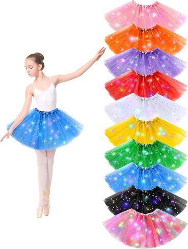 Zhanmai 10 Pcs Girls Light up Tutu Skirt Toddler LED Layered Ballet Tutu Skirts for Kids Princess Costumes Age 2-8 in Saudi Arabia