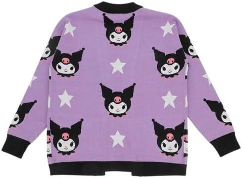 Kuromi Stars All-Over Print Women's Purple Long Sleeve Cardigan in Saudi Arabia