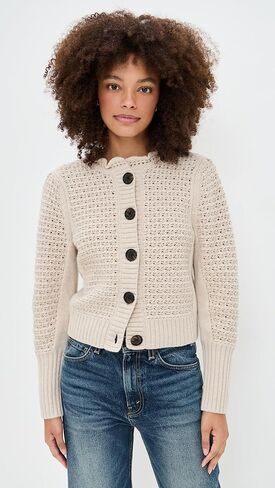 Madewell Women's Scalloped Merino Wool Blend Cardigan in Saudi Arabia