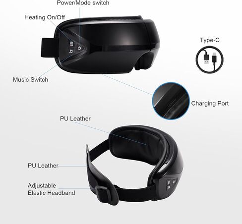 Eye Massager with Heat – Birthday Gift for Women Men Mom Dad Her Him, Smart Mask Massage with Music Care for Eye Strain Relief, Improve Sleep, Relax at Home, Indoors, Outdoors, Travel, Christmas in Saudi Arabia