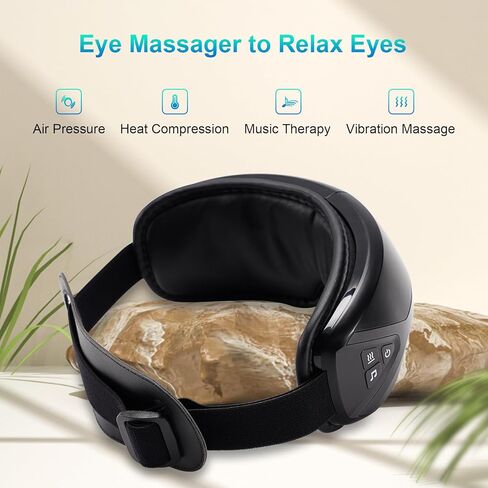 Eye Massager with Heat – Birthday Gift for Women Men Mom Dad Her Him, Smart Mask Massage with Music Care for Eye Strain Relief, Improve Sleep, Relax at Home, Indoors, Outdoors, Travel, Christmas in Saudi Arabia