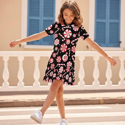 Girls Athletic Dress - Short Sleeve Shirred Tennis Dress - Breathable Stretchy Fabric for Casual Wear Age 5-14 in Kuwait